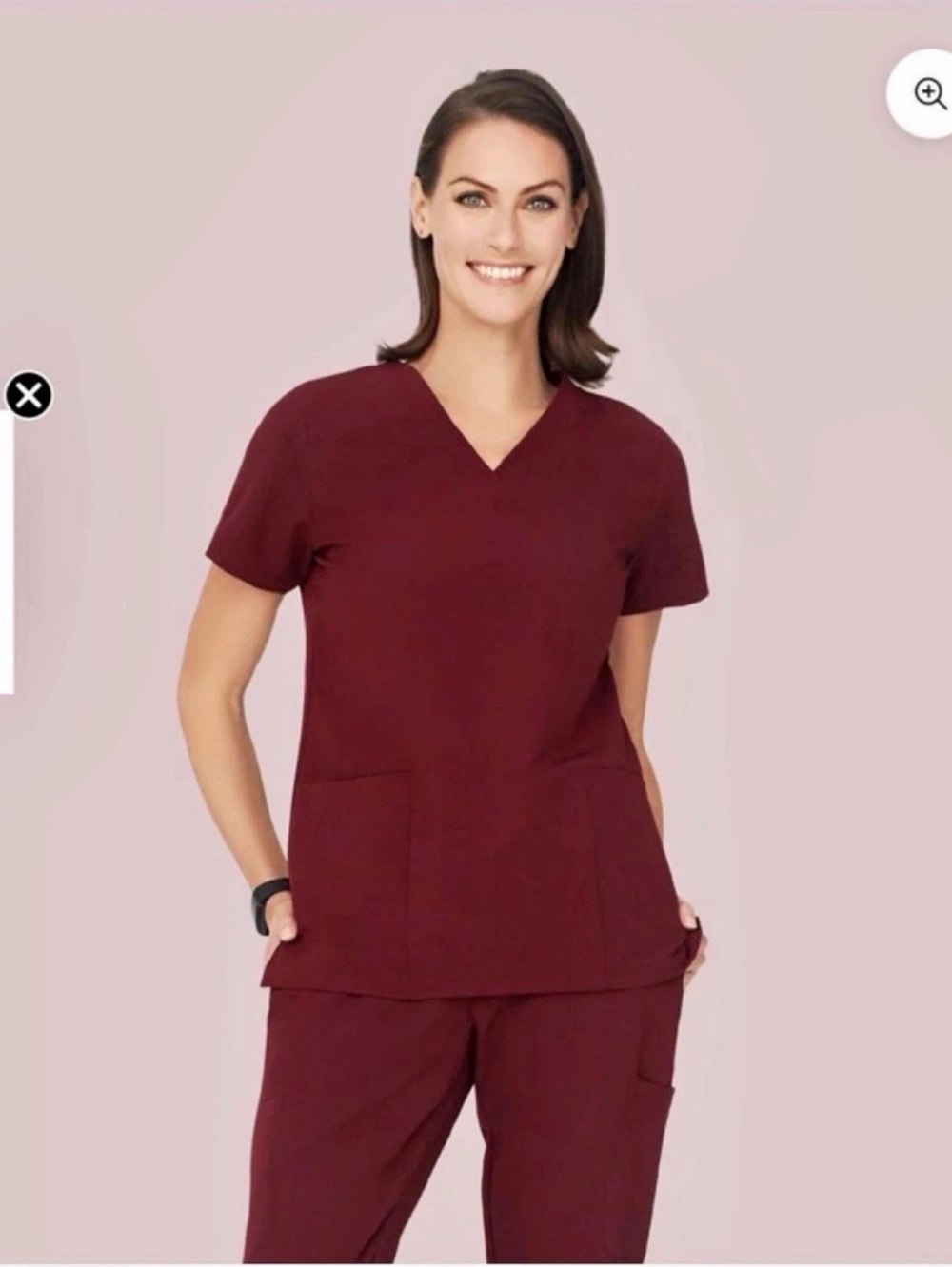 Mandala Scrubs Wine/Burgundy Scrub Set – 6 Pocket Top + 9 Pocket Cargo Pants